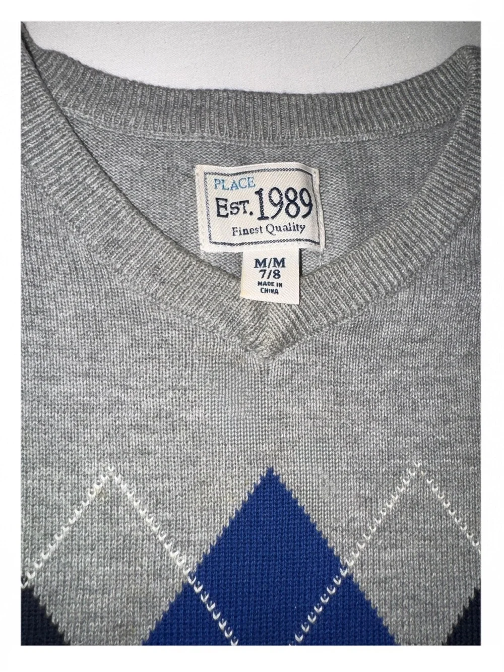 The Children’s Place Grey Argyle Crewneck Sweater